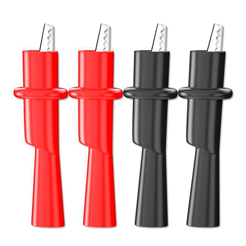 Goupchn Multimeter Push on Alligator Clips Set 4PCS Insulated Crocodile Clamps for Electrical Testing