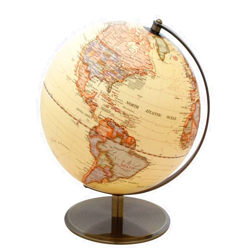 J. Thomas J THOMAS | Earhart Geographic World Globe |Antiqued Raised Relief Globe | Bronze Metal Base | Ideal Globe for Office, School, Desk or Library | Up to date Cartography | 10” Diameter