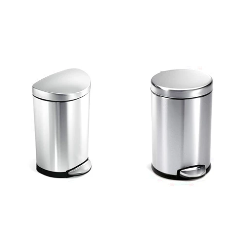 simplehuman 10 Liter & 4.5 Liter Round Bathroom Step Trash Cans, Brushed Stainless Steel