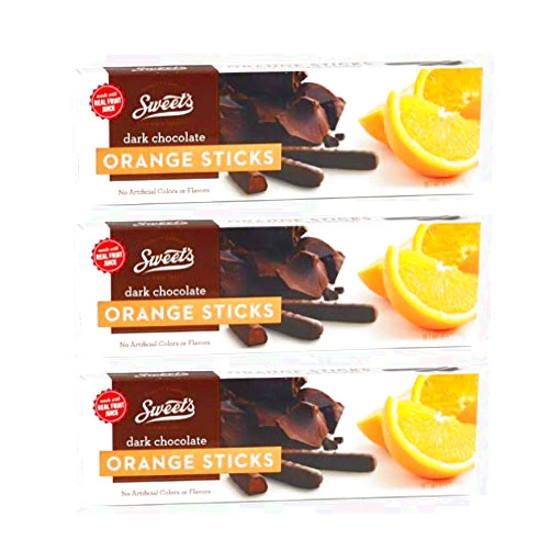 Sweet's Candy Dark Chocolate Sticks, Orange, 3 Pack; (10.5 oz. each box)