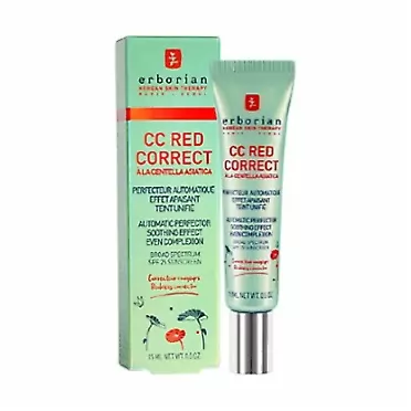 Erborian CC Red Correct 15 Milliliter 0.5 Ounce, Reduce Redness Tone Correction Green Texture Non Comedogenic