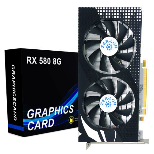 ZER-LON Radeon RX 580 8GB Graphics Card, 2048SP GDDR5 256 Bit Pc Gaming Video Card with Dual Cooling Fan, HDMI DP DVI-Output, PCI Express 3.0 Computer GPU for Office and Gaming