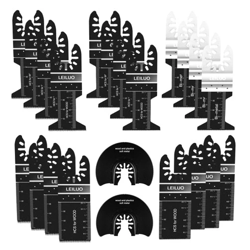LEILUO Oscillating Saw Blades LEILUO 24 PC Multitool Blades for Wood Metal Plastics Oscillating Tool Blades Fit DeWalt Bosch Milwaukee Craftsman Dremel Rockwell Fein Porter-Cable Chicago Ridgid Makita Ryobi