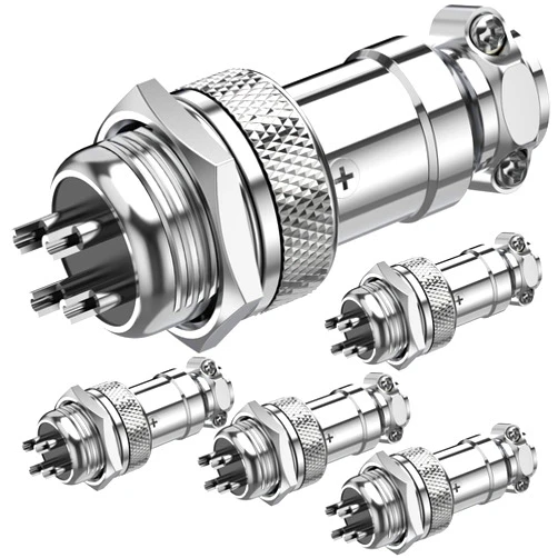 DIYhz GX16 4 Pins Panel Metal Mount Circular Metal Aviation Connector Adapter Male Female Plug Socket (5 Pcs)