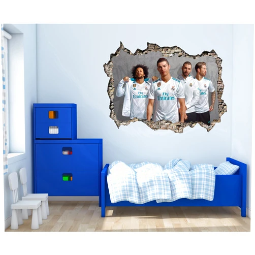 CuteDecals Real Madrid Players - 3D Smashed Wall - Wall Decal for Home Decoration (Wide 20