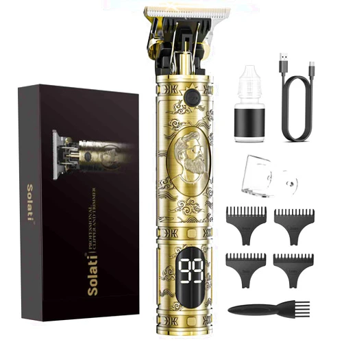 Solati Cordless Hair Clippers for Men Professional Beard Trimmers with LCD Display Electric Rechargeable Shaver Zero Gapped T/Blade Cutting Kit Gift for Women Men Children