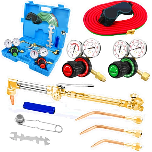 AWLOLWA Upgraded Oxygen & Acetylene Gas Cutting Torch and Welding Kit, Medium Duty Cutting Torch Welding Kit