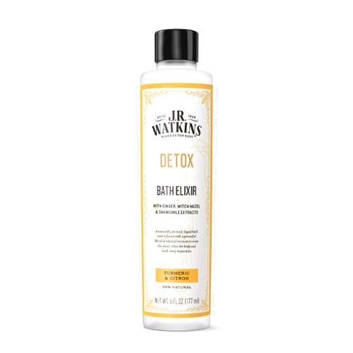 J.R. Watkins Detox Bath Elixir, Liquid Bath Soak Turmeric & Citron with Detoxifying Natural Extracts, No Salt, No Residue, 6 oz
