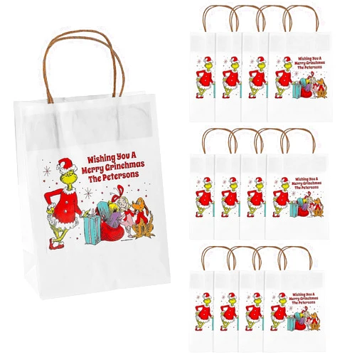 Fun Express Personalized Dr. Seuss The Grinch Holiday Gift Bags, Medium 6 1/2