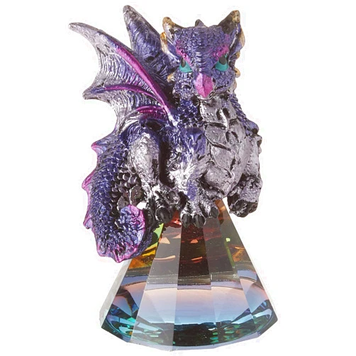 StealStreet 71698 3.5 Inch Purple Baby Dragon on Pyramid Glass, Statue Figurine