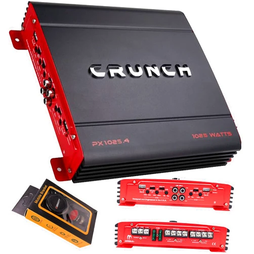 Crunch PX-1025.4 1000W Powerzone Series 2-ohm Stable 4-Channel Class-A/B Amplifier with Gravity Magnet Phone Holder Bundle