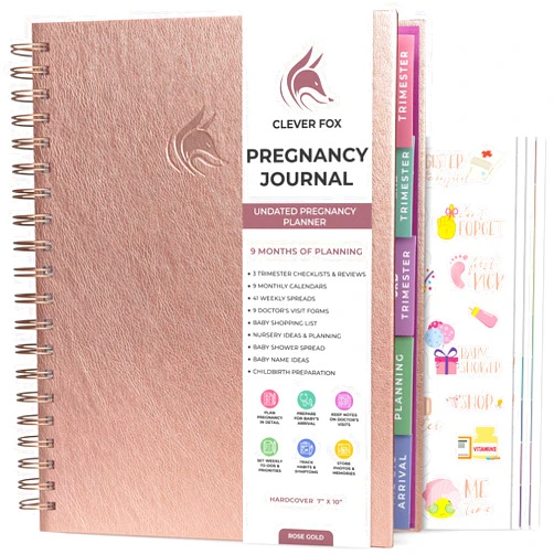 Clever Fox Pregnancy Journal & Memory Book - Pregnancy Planner & Notebook for Expecting Moms – Baby Keepsake, First Time Moms Gift (Rose Gold, 9