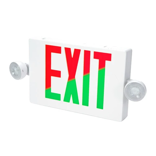 Sure-Lites APC Integrated LED Exit and Emergency Light Combo, Red and Green, White Finish