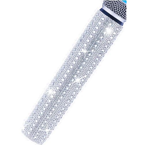 RhymKawa Bling Microphone Sleeve for Shuer SM58 Beta58 Sparkly Shining, Bedazzled Rhinestone Mic Covers Glittering on Stage and Event Party
