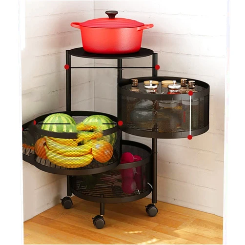 STCSTC SLNFXC Multi-Layer Kitchen Storage Rack Rotating Basket cart Vegetable and Fruit Rack Kitchen Bathroom Storage Rack (Color : D, Size : 60cm*30cm)