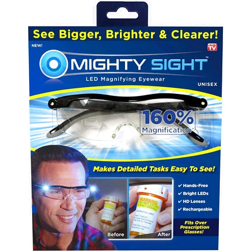 Ontel Mighty Sight LED Magnifying Eyewear, Black, Pack of 2
