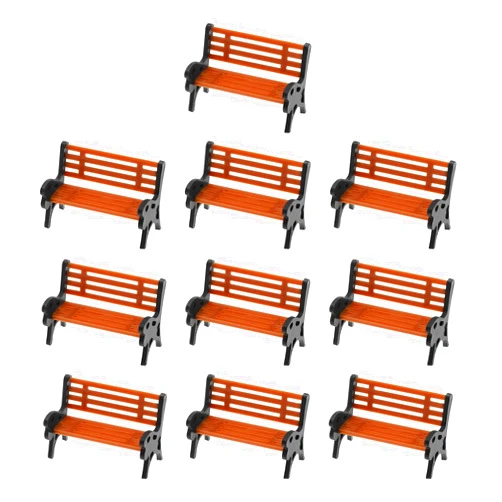 SING F LTD 10PCS 1:75 Scale Train Platform Park Street Seat Garden Bench Chairs Park Bench Model for Model Train Landscape Railway Miniature Pretend Dollhouse Decors