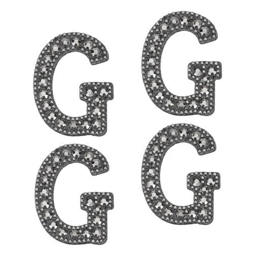uxcell 10 Pcs Iron on Letter Patches, Letter G Rhinestone Alphabet Applique Rhinestone Pearl English Letter Sewing Patches for Clothing Hats Jeans Shoes DIY Craft, Black
