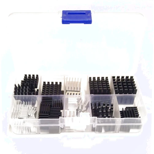 Easycargo 100pcs Heatsink Assortment Kit Small Cooler Aluminum Heatsink Set for Cooling PC Laptop PS5 M.2 CPU GPU VGA RAM VRAM VRM IC LED MOSFET Transistor Voltage Regulator (Preapplied Thermal Tape)