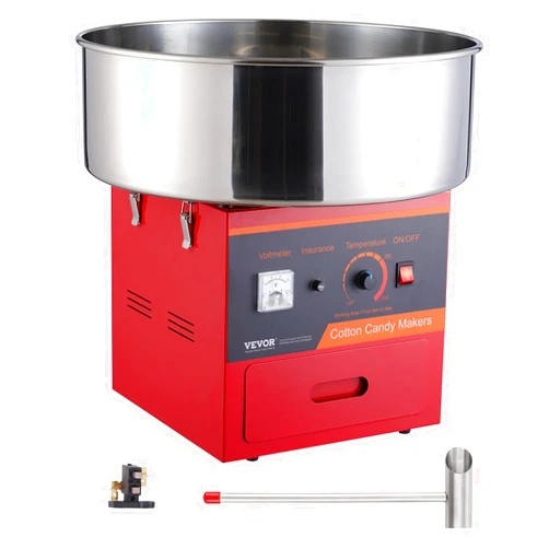 VEVOR Electric Cotton Candy Machine, 1000W Candy Floss Maker, Commercial Cotton Candy Machine with Stainless Steel Bowl, Sugar Scoop, and Drawer, Perfect for Home Kids Birthday, Family Party, Red