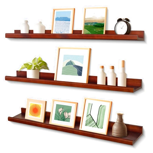 Annecy Floating Shelves Wall Mounted Set of 3, 36 Inch Dark Walnut Solid Wood Shelves for Wall, Wall Storage Shelves with Lip Design for Bedroom, Bathroom, Kitchen, Office, 3 Different Sizes