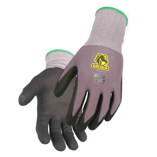 Black Stallion GC1525-GB Accuflex 15G Nylon Nitrile Micro-Foam Knit Glove, Gray/Black, X-Large, 12 pack