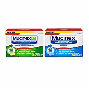 Mucinex DM 12-Hr Max Strength Expectorant and Cough Suppressant (42ct) & Mucinex Max Strength 12-Hr Chest Congestion Expectorant(42ct)-1 ea