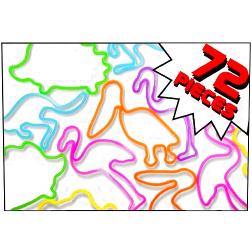 Bewild Silly Shaped Rubba Bandz Bracelets Bulk Pack (72 Peices)