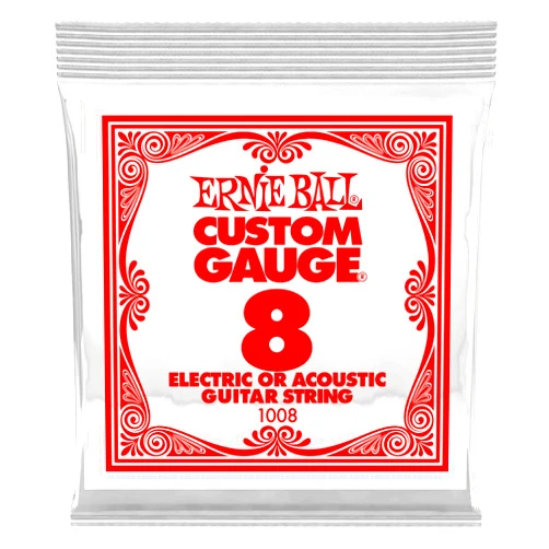 Ernie Ball Nickel Plain Single Guitar String .008 Gauge 6-Pack