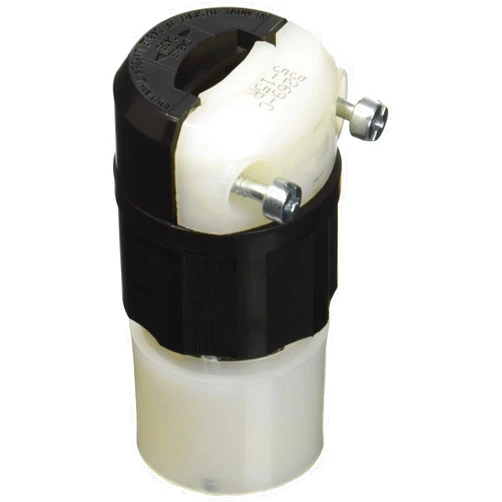 Leviton 5269-C 15 Amp, 125 Volt, Connector, Straight Blade, Industrial Grade, Grounding, Black-White