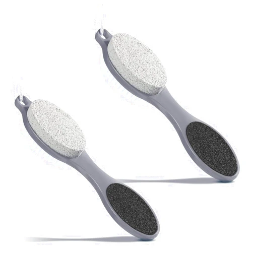 Patelai 2 Pieces 4 in 1 Pedicure Tool Foot Scrubber Brush Foot File Callus Remover with Foot Rasp, Pumice Stone, Nail Cleaning Brush and Sand Paper for Dry and Wet Foot Care Dead Skin Remover (Gray)