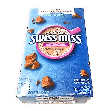 Swiss Miss Hot Cocoa Mix, Milk Chocolate, No Sugar Added, 60-Count Envelopes (Pack of 2)