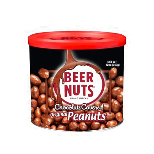 BEER NUTS Chocolate Covered Original Peanuts - Gluten Free, Kosher, Low Sodium, Made In The USA (12oz)