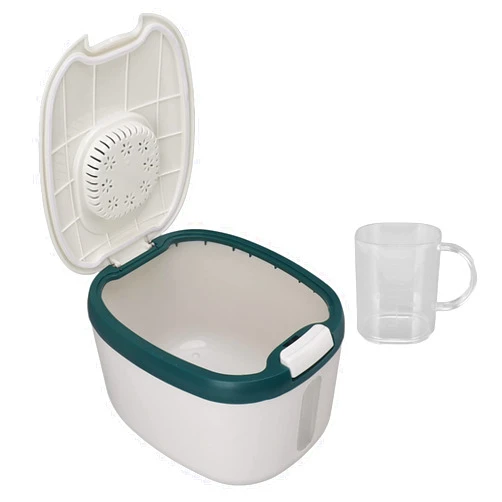 Fdit Airtight Rice Container, Proof, Clear Window, Stackable, for Grains, Sugar, Flour (M Green (10kg/22.0lb))