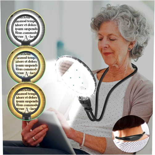 NZQXJXZ 30X 10X Magnifying Glass with Light, Large Hands Free Magnifying Glass for Reading, 3 Color LED Lights Flexible Gooseneck Magnifier for Close Work Reading Books Sewing (4.3in)