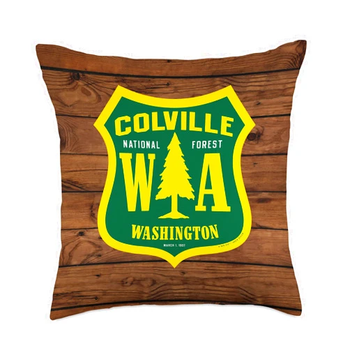 Colville National Forest Shield Colville National Forest Washington Shield Retro Style Clean Throw Pillow, 18x18, Multicolor