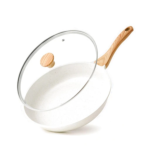 SENSARTE Nonstick Ceramic Frying Pan Skillet with Lid, 12.5 Inch Omelet Pan, Healthy Non Toxic Chefs Pan, Induction Compatible Egg Pan with Heat Resistant Handle, PFAS-Free