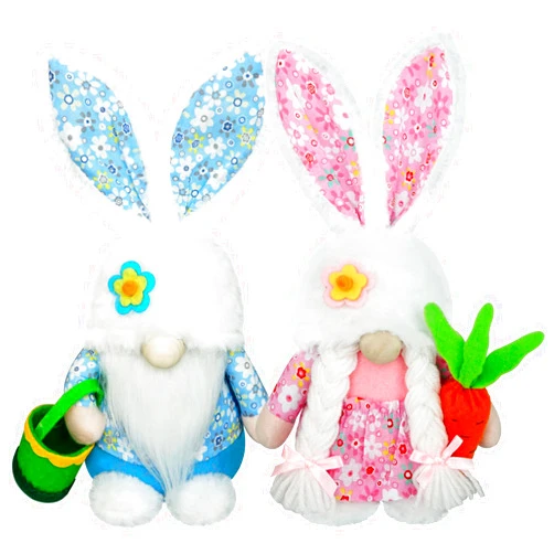 KnomeKo Spring Easter Gnomes Decor, 2 Pack Easter Bunny Gnomes Plush Decorations,Swedish Tomte Elf Stuffed Doll Rabbit Easter Gifts Faceless Bunny Gnome Tier Tray Decor,Spring Home Decor