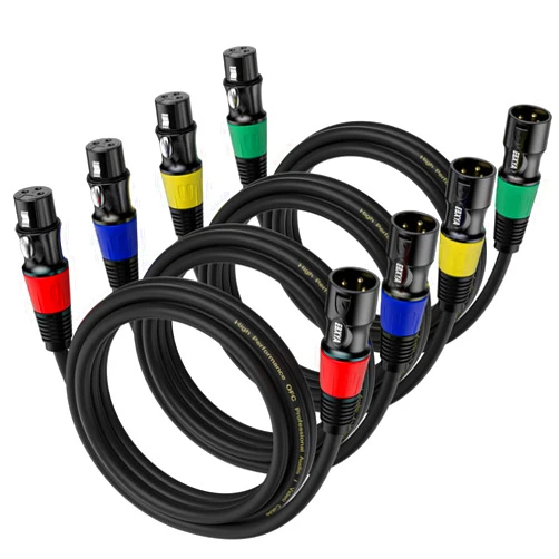 EBXYA XLR Cables 3ft 4-Packs - Standard XLR Male to Female Microphone Cable with 3-Pin Balanced Shielded XLR Speaker Cable