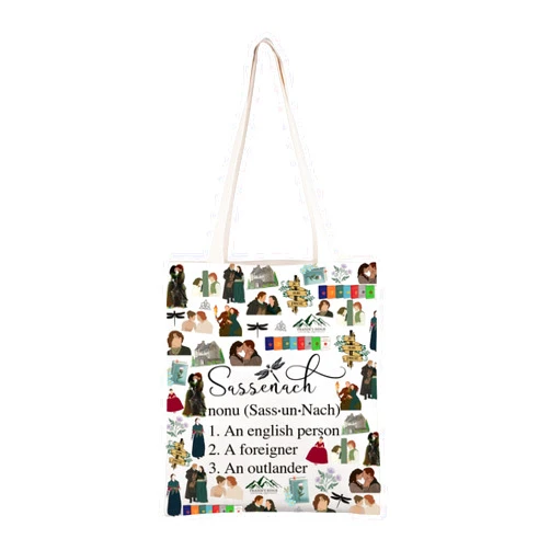 CMNIM Out Lander TV Show Merchandise Sassenach Definition Tote Bag Out Lander Books Series Gift for Jamie Fans Shopping Bags