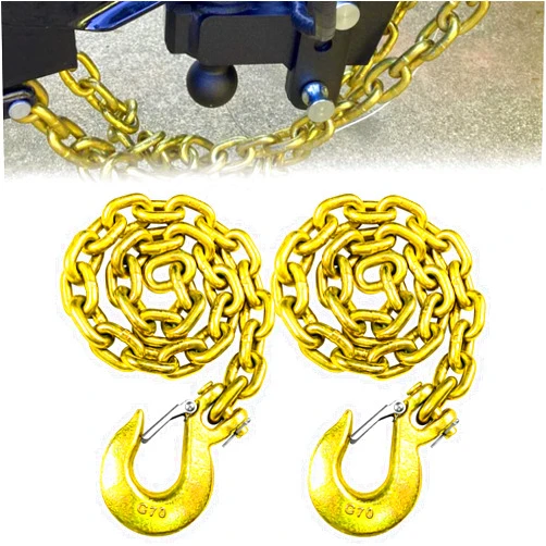 FITHOIST G80 Trailer Safety Chain 35 Inch | Tow Chain with 3/8'' Clevis Snap Hook | 2-Pack Heavy Duty Chain WLL 25,000 lbs for Towing