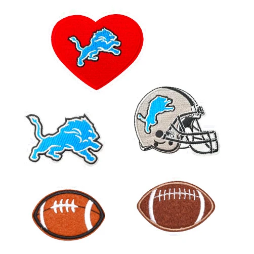 Ayvision 5Pcs Football Embroidered Lions Iron On Patches for Clothing Bumble Iron Sew On Football Charms Embroidered Applique Decoration Sewing Patch for Bags, Jackets, Jeans, Clothes DIY Patches