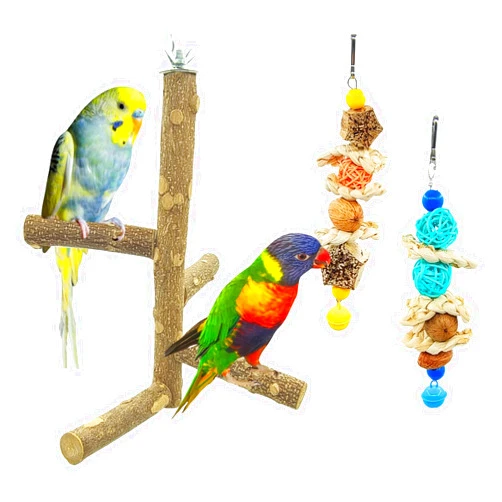 XLpeixin Parrot Perch 3PCS Bird Perches Stand for Parakeets,Natural Wood Bird Stand Toys for Cockatiels Conures and Other Small Birds,Bird Cage Perch and Chew Toys…