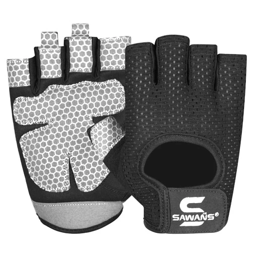 SAWANS Workout Gloves for Men and Women Weight Lifting Gloves Gym Fitness Exercise Cycling Pull ups Microfiber Lightweight Breathable Non-Slip Silicone Padded Palm Grip Protection