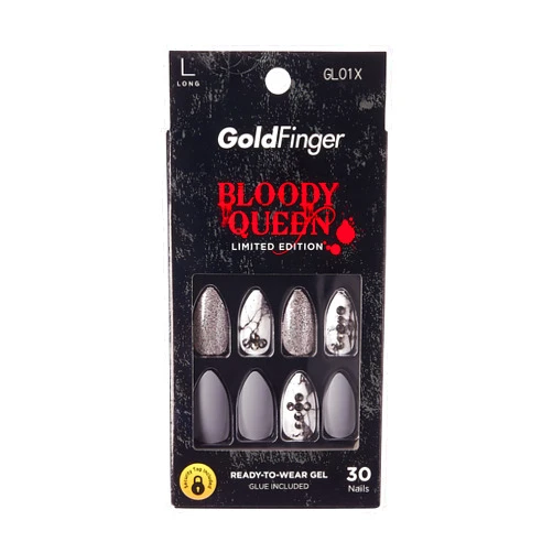 KISS Halloween Nails GoldFinger Bloody Queen Limited Edition Press-On Nails, Long, Glue Included