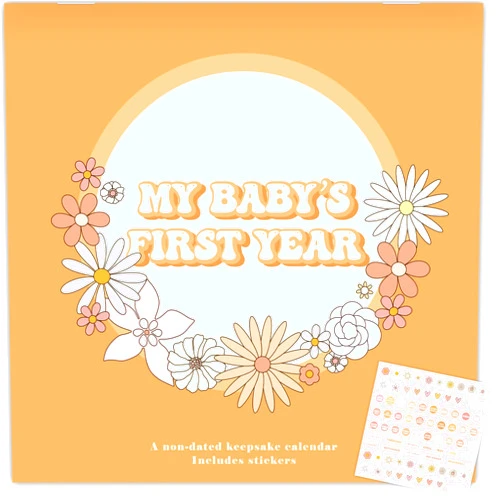 CHUNNIN Boho Flower Baby's First Year Calendar with Stickers Groovy Baby Calendar 1st Year Tracker First Year Book Document and Cherish Baby's First Year Milestones Newborns Keepsake for Baby Girls or Boys