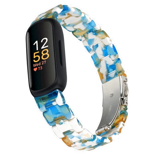 Wongeto Resin Watch Band Compatible with Fitbit inspire 3, Lightweight Adjustable Fashion Bracelet Wristband Replacement Women Men for Inspire 3 Fitness Tracker