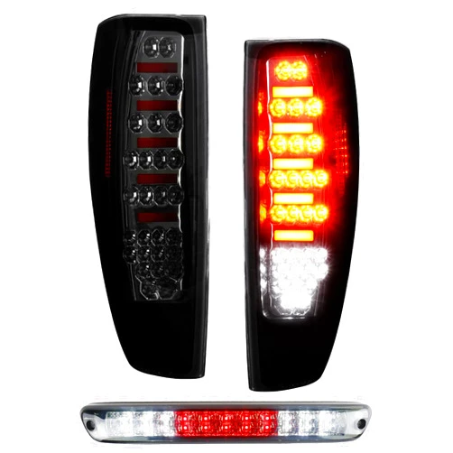 ILONPA 3PCs Led Tail Lights Assembly, Tail Lights Pair+3rd Brake Lamp for 2004-2012 Chevy Colorado/GMC Canyon, Smoked Lens, Only Fit Factory Incandescent Models