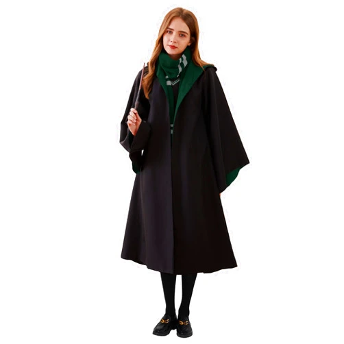 Focupaja Unisex Magician Robe Magical Cloak Hooded Wizard College Cape with Pockets Witch Outfit Halloween Cosplay Costume