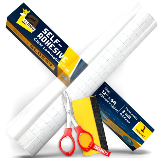 LA LLAMA Matte Self Adhesive Laminating Roll 12” x 15ft - 5 MIL Durable Clear Matte Sticker Laminate Film Roll for Anti-Glare Surface